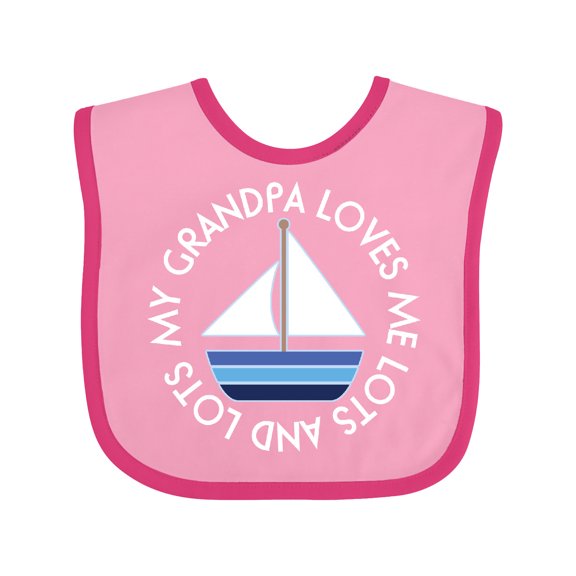 Inktastic My Grandpa Loves Me Grandson Sailboat Boys Baby Bib