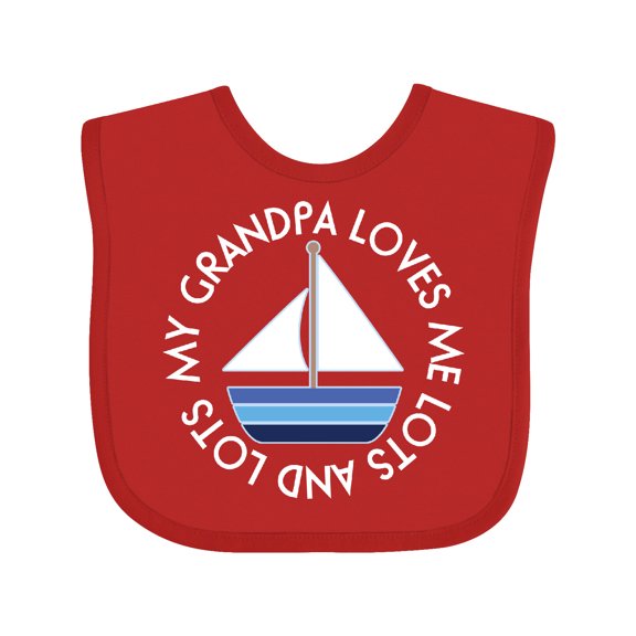 Inktastic My Grandpa Loves Me Grandson Sailboat Boys Baby Bib