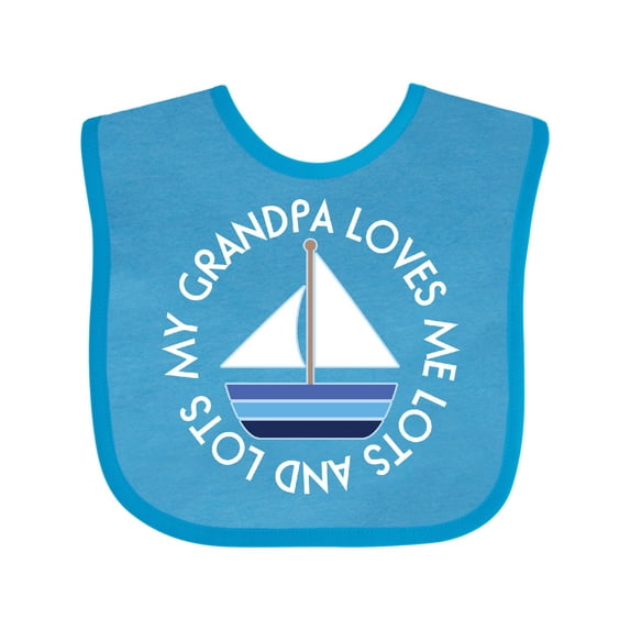 Inktastic My Grandpa Loves Me Grandson Sailboat Boys Baby Bib
