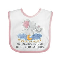 Inktastic My Grandpa Loves Me to the Moon and Back Elephants in Clouds Boys or Girls Baby Bib