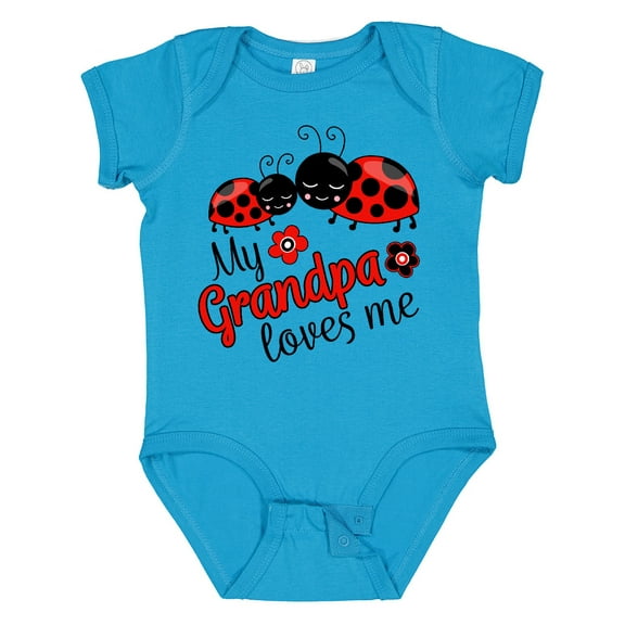 Inktastic My Grandpa Loves Me with Cute Ladybugs Boys or Girls Baby Bodysuit