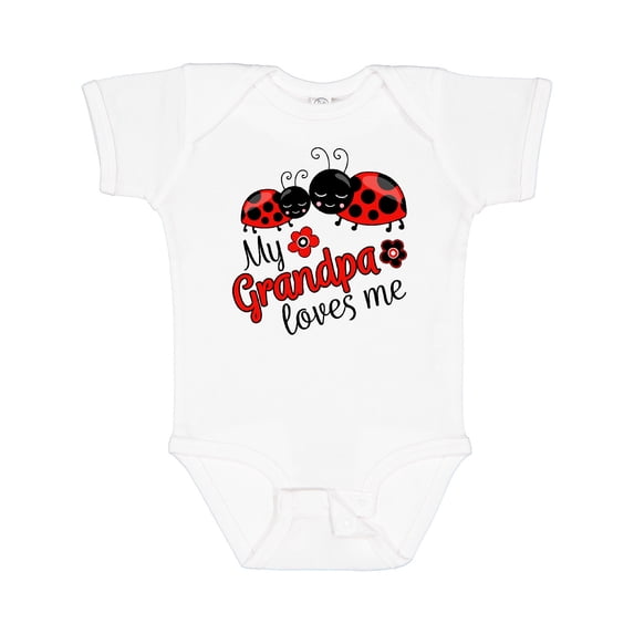 Inktastic My Grandpa Loves Me with Cute Ladybugs Boys or Girls Baby Bodysuit