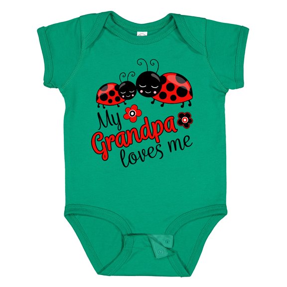 Inktastic My Grandpa Loves Me with Cute Ladybugs Boys or Girls Baby Bodysuit