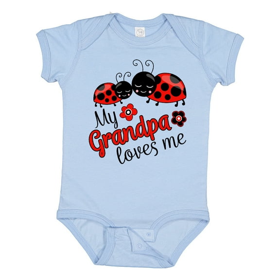 Inktastic My Grandpa Loves Me with Cute Ladybugs Boys or Girls Baby Bodysuit