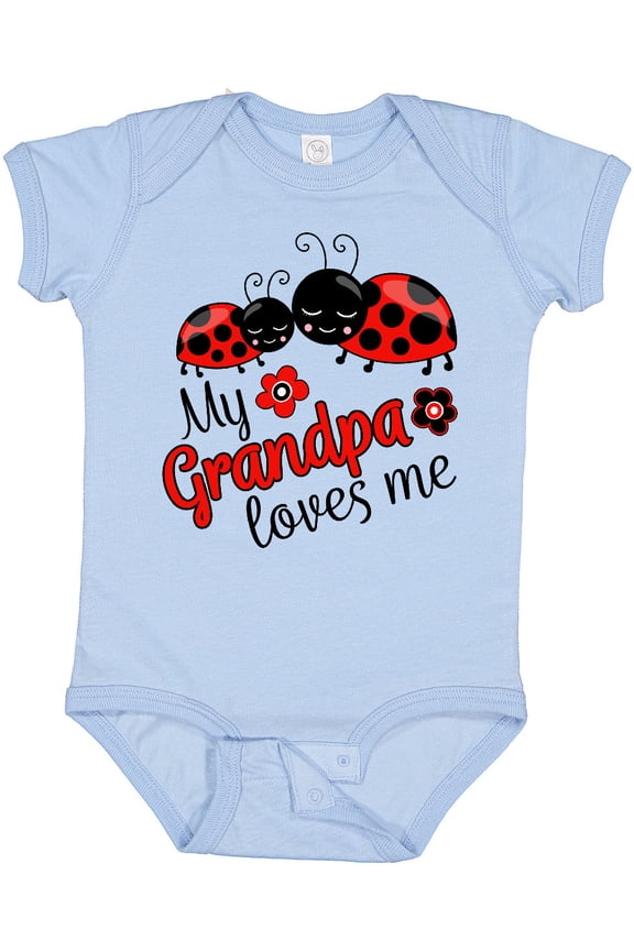 My Grandpa Loves Me with Cute Ladybugs Boys or Girls Baby Bodysuit