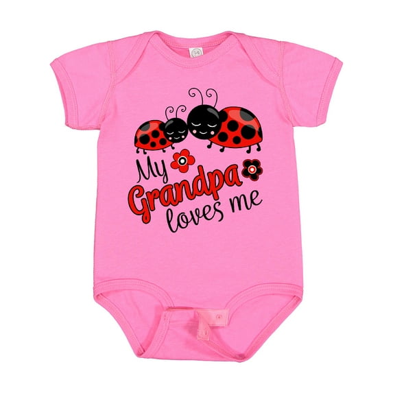 Inktastic My Grandpa Loves Me with Cute Ladybugs Boys or Girls Baby Bodysuit