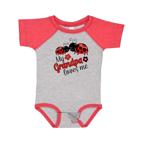Inktastic My Grandpa Loves Me with Cute Ladybugs Boys or Girls Baby Bodysuit