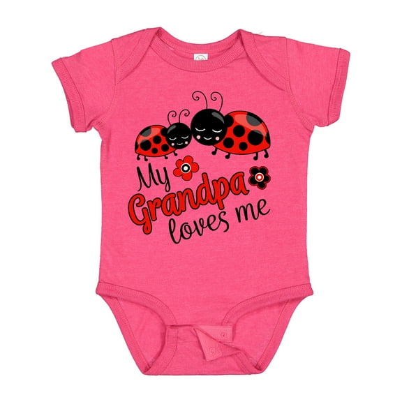 Inktastic My Grandpa Loves Me with Cute Ladybugs Boys or Girls Baby Bodysuit