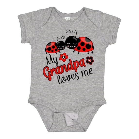 Inktastic My Grandpa Loves Me with Cute Ladybugs Boys or Girls Baby Bodysuit