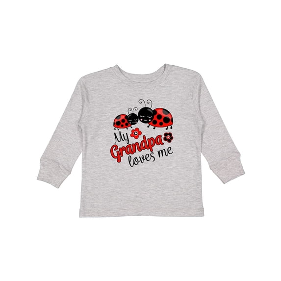 Inktastic My Grandpa Loves Me with Cute Ladybugs Boys or Girls Long Sleeve Toddler T-Shirt