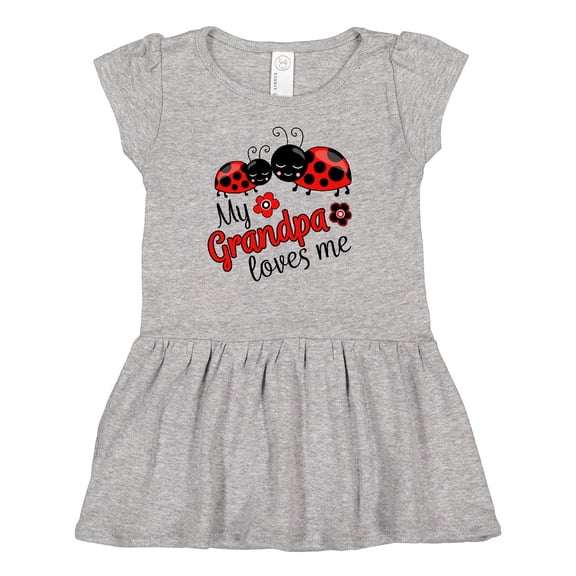 Inktastic My Grandpa Loves Me with Cute Ladybugs Girls Baby Dress