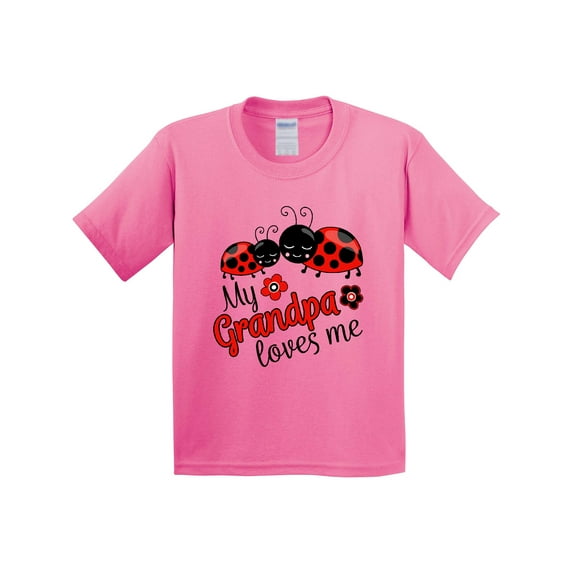 Inktastic My Grandpa Loves Me with Cute Ladybugs Youth T-Shirt