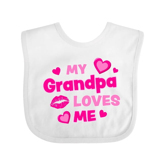 Inktastic My Grandpa Loves Me with Hearts and Kiss Boys or Girls Baby Bib