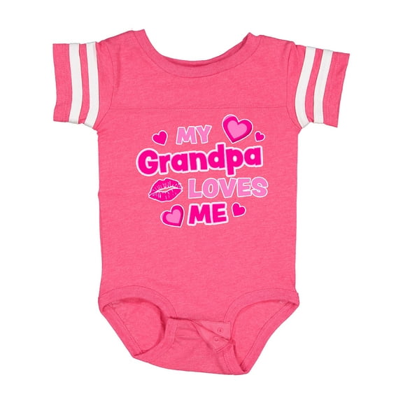 Inktastic My Grandpa Loves Me with Hearts and Kiss Boys or Girls Baby Bodysuit
