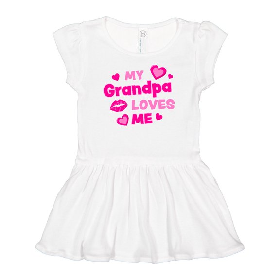 Inktastic My Grandpa Loves Me with Hearts and Kiss Girls Baby Dress