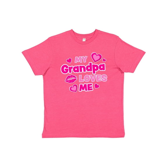 Inktastic My Grandpa Loves Me with Hearts and Kiss Youth T-Shirt