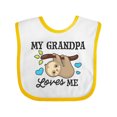 thumbnail image 1 of Inktastic My Grandpa Loves Me with Sloth and Hearts Boys or Girls Baby Bib, 1 of 4