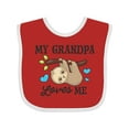 thumbnail image 1 of Inktastic My Grandpa Loves Me with Sloth and Hearts Boys or Girls Baby Bib, 1 of 4
