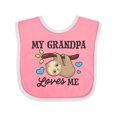 thumbnail image 1 of Inktastic My Grandpa Loves Me with Sloth and Hearts Boys or Girls Baby Bib, 1 of 4