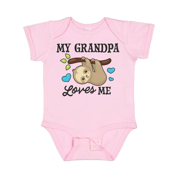 Inktastic My Grandpa Loves Me with Sloth and Hearts Boys or Girls Baby Bodysuit