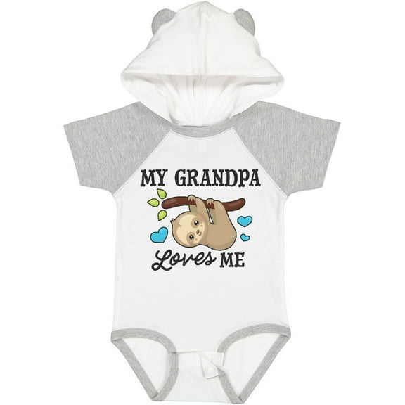 Inktastic My Grandpa Loves Me with Sloth and Hearts Boys or Girls Baby Bodysuit