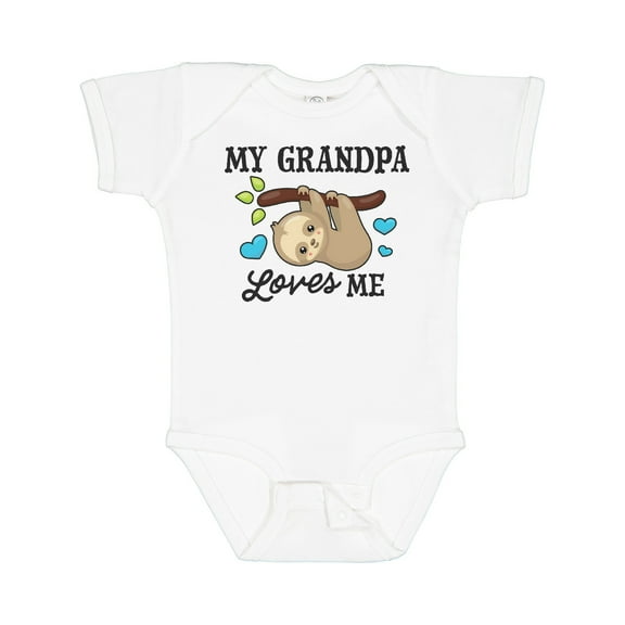 Inktastic My Grandpa Loves Me with Sloth and Hearts Boys or Girls Baby Bodysuit
