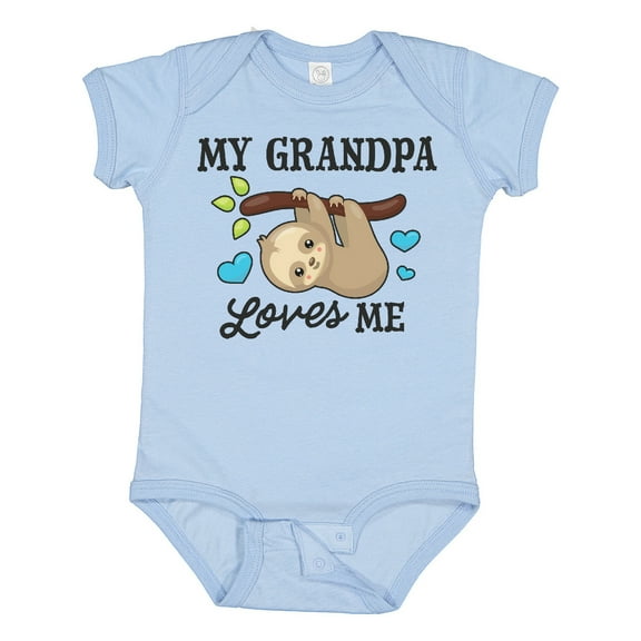 Inktastic My Grandpa Loves Me with Sloth and Hearts Boys or Girls Baby Bodysuit