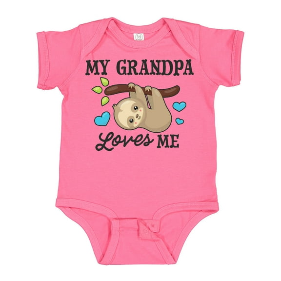 Inktastic My Grandpa Loves Me with Sloth and Hearts Boys or Girls Baby Bodysuit