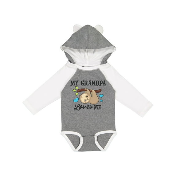 Inktastic My Grandpa Loves Me with Sloth and Hearts Boys or Girls Long Sleeve Baby Bodysuit