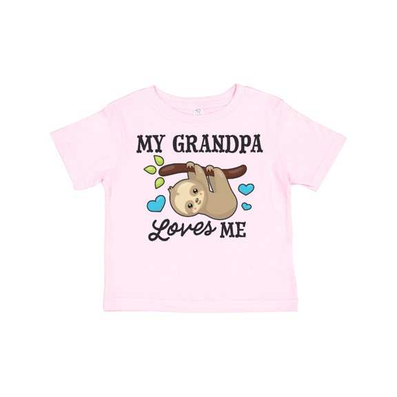 Inktastic My Grandpa Loves Me with Sloth and Hearts Boys or Girls Toddler T-Shirt