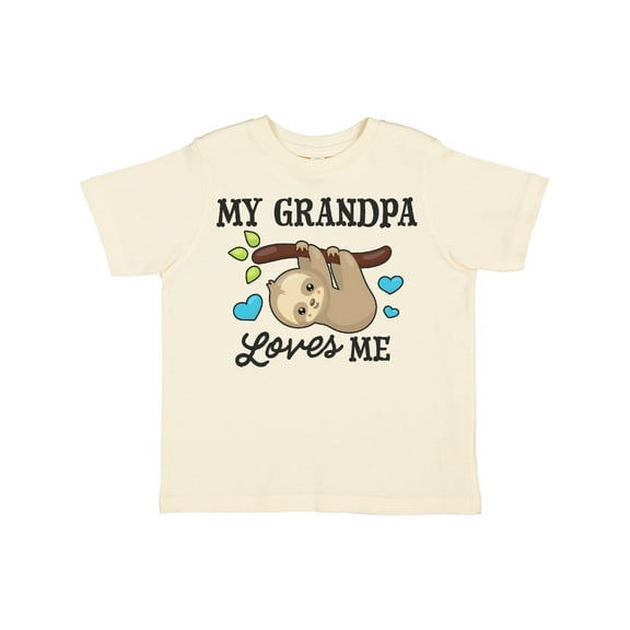 Inktastic My Grandpa Loves Me with Sloth and Hearts Boys or Girls Toddler T-Shirt