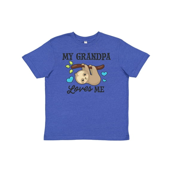 Inktastic My Grandpa Loves Me with Sloth and Hearts Youth T-Shirt