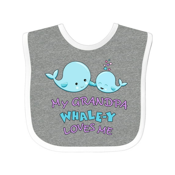 Inktastic My Grandpa Whale-y Loves Me Boys or Girls Baby Bib
