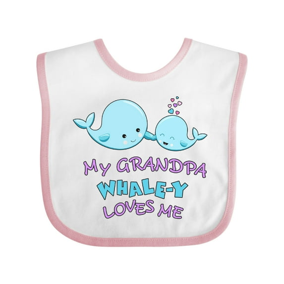 Inktastic My Grandpa Whale-y Loves Me Boys or Girls Baby Bib