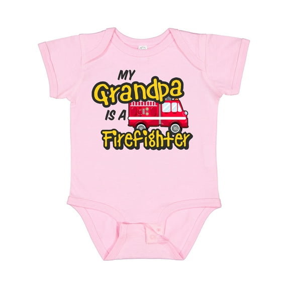 Inktastic My Grandpa is a Firefighter with Fire Truck Boys or Girls Baby Bodysuit