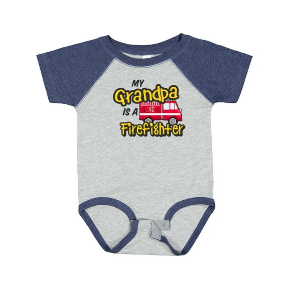 Inktastic My Grandpa is a Firefighter with Fire Truck Boys or Girls Baby Bodysuit