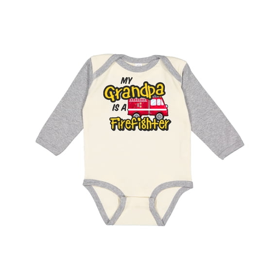 Inktastic My Grandpa is a Firefighter with Fire Truck Boys or Girls Long Sleeve Baby Bodysuit