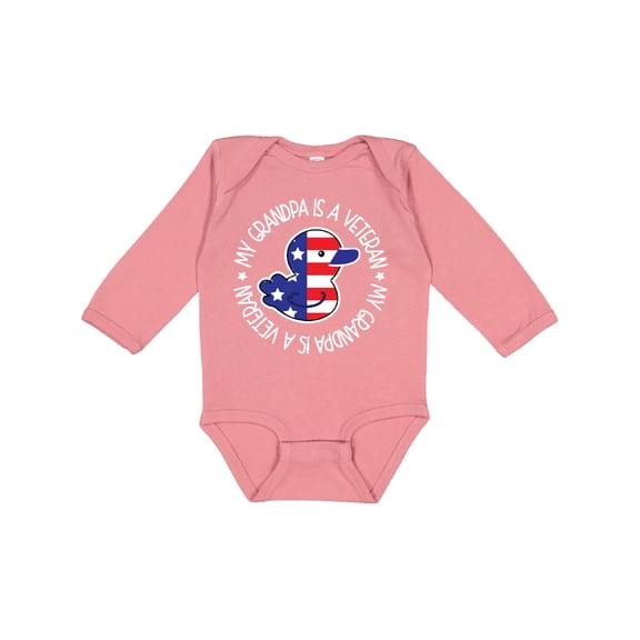 Inktastic My Grandpa is a Veteran Military Family Boys or Girls Long Sleeve Baby Bodysuit