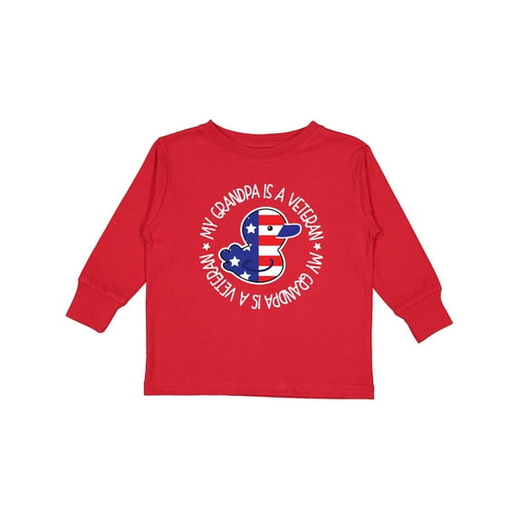 Inktastic My Grandpa is a Veteran Military Family Boys or Girls Long Sleeve Toddler T-Shirt
