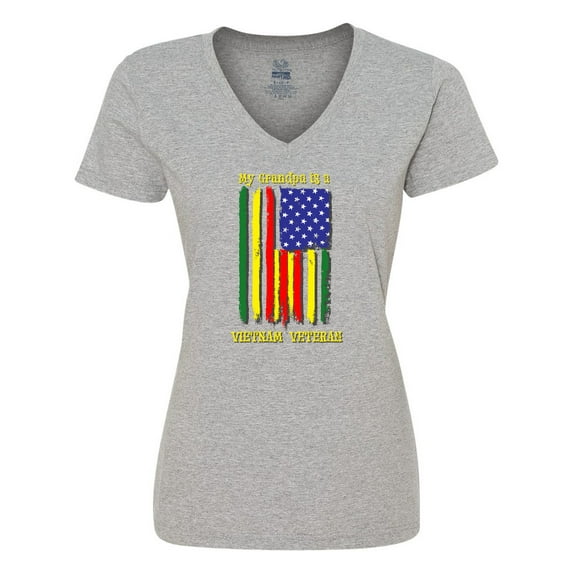 Inktastic My Grandpa is a Vietnam Veteran Women's V-Neck T-Shirt
