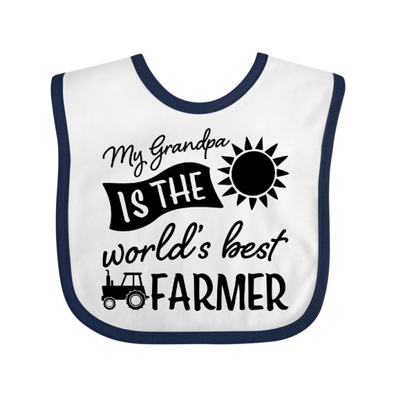 Inktastic My Grandpa is the World's Best Farmer Tractor Design Boys or Girls Baby Bib