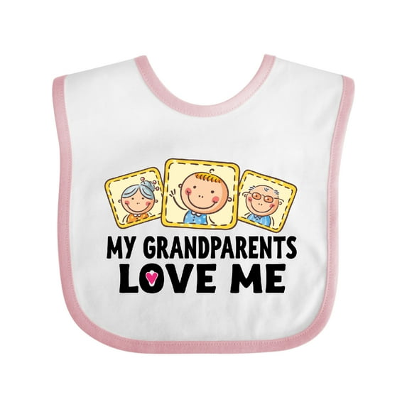 Inktastic My Grandparents Love Me Boys or Girls Baby Bib