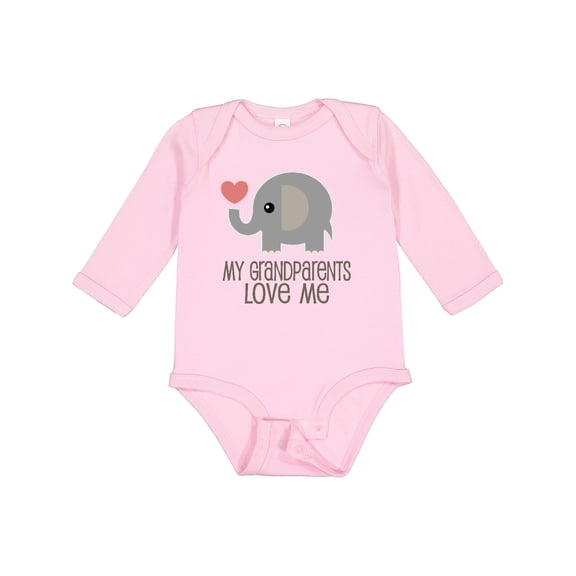 Inktastic My Grandparents Love Me Elephant Boys or Girls Long Sleeve Baby Bodysuit