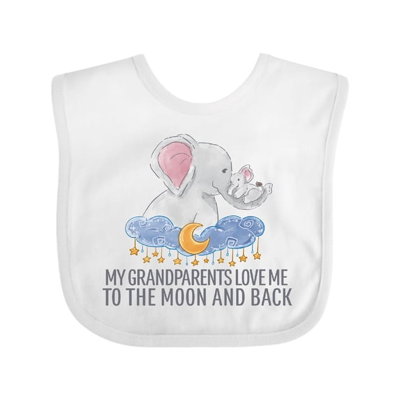 Inktastic My Grandparents Loves Me to the Moon and Back Elephants Boys or Girls Baby Bib