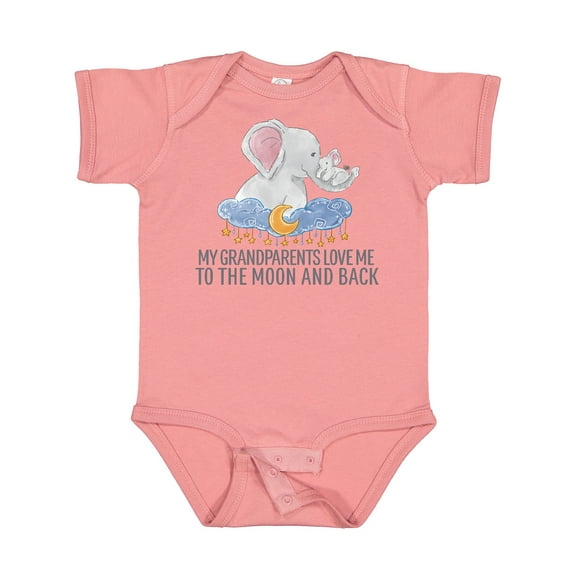 Inktastic My Grandparents Loves Me to the Moon and Back Elephants Boys or Girls Baby Bodysuit