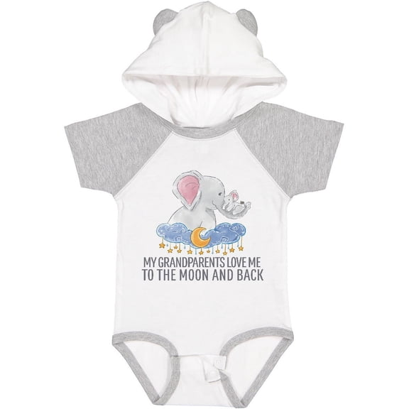 Inktastic My Grandparents Loves Me to the Moon and Back Elephants Boys or Girls Baby Bodysuit