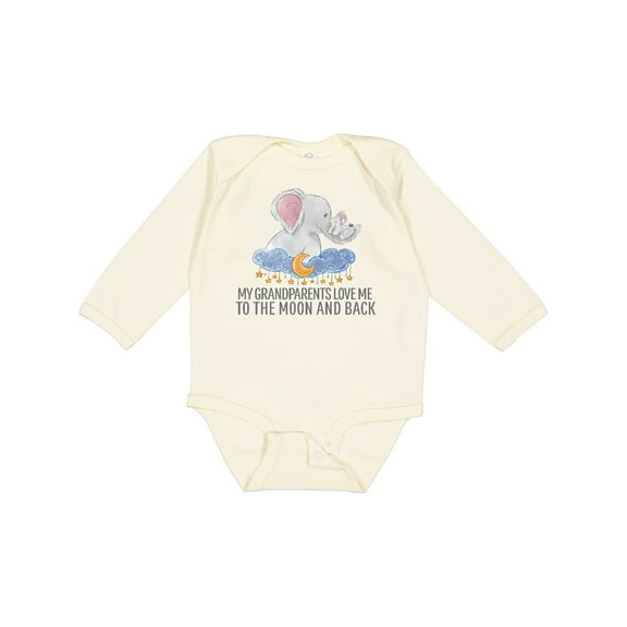 Inktastic My Grandparents Loves Me to the Moon and Back Elephants Boys or Girls Long Sleeve Baby Bodysuit