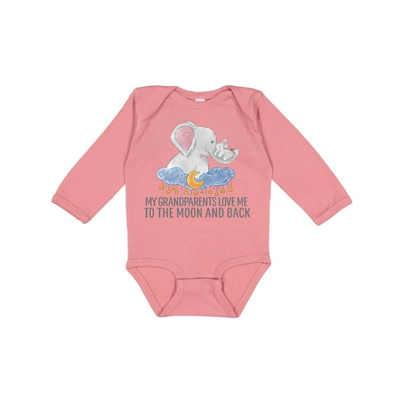 Inktastic My Grandparents Loves Me to the Moon and Back Elephants Boys or Girls Long Sleeve Baby Bodysuit