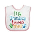 thumbnail image 1 of Inktastic My Grandpop Loves Me Boys or Girls Baby Bib, 1 of 4