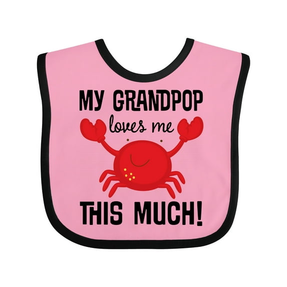 Inktastic My Grandpop Loves Me Crab Boys or Girls Baby Bib